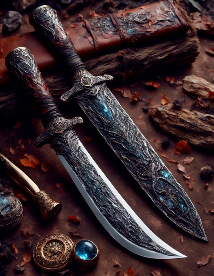 Ornate Pagan Sword with Runes in 8K