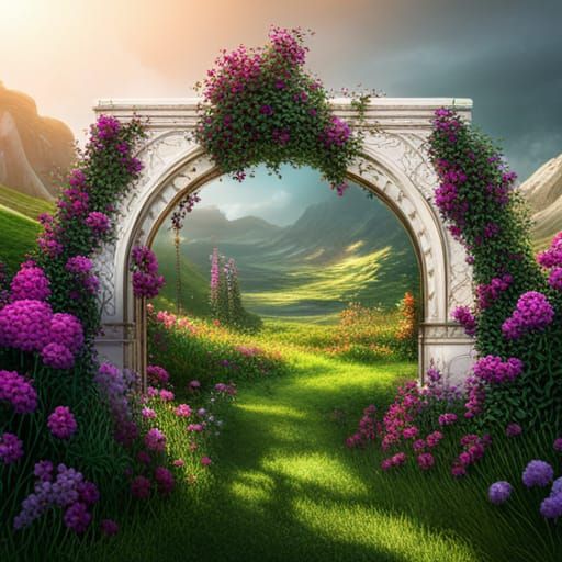 Floral White Archway in Fantasy Concept Art