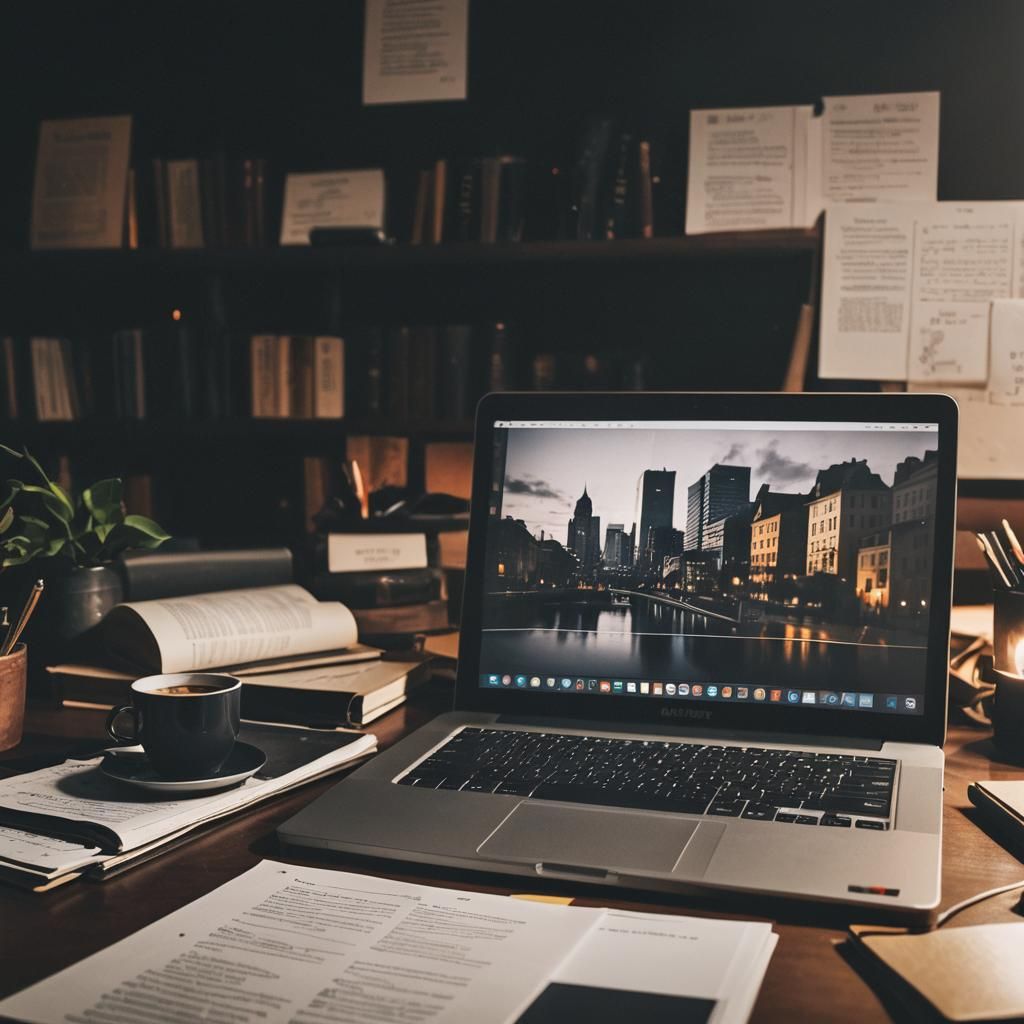 Dark Academia Laptop Still Life in 4K
