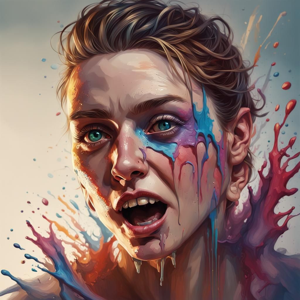 Hyperrealistic Madness Portrait in Splash Art Style