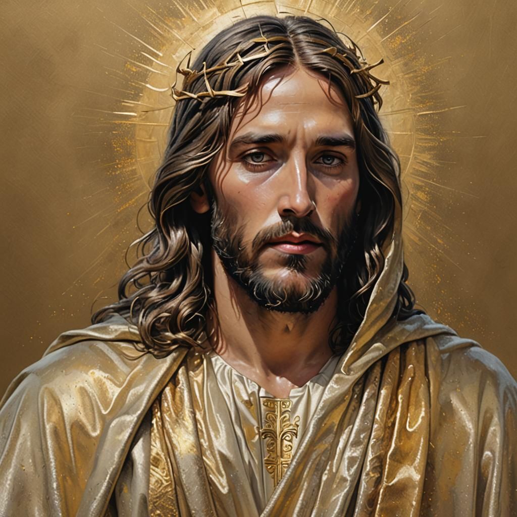 Jesus Christ in Sacred Cloak: Hyperrealistic Pastel Art