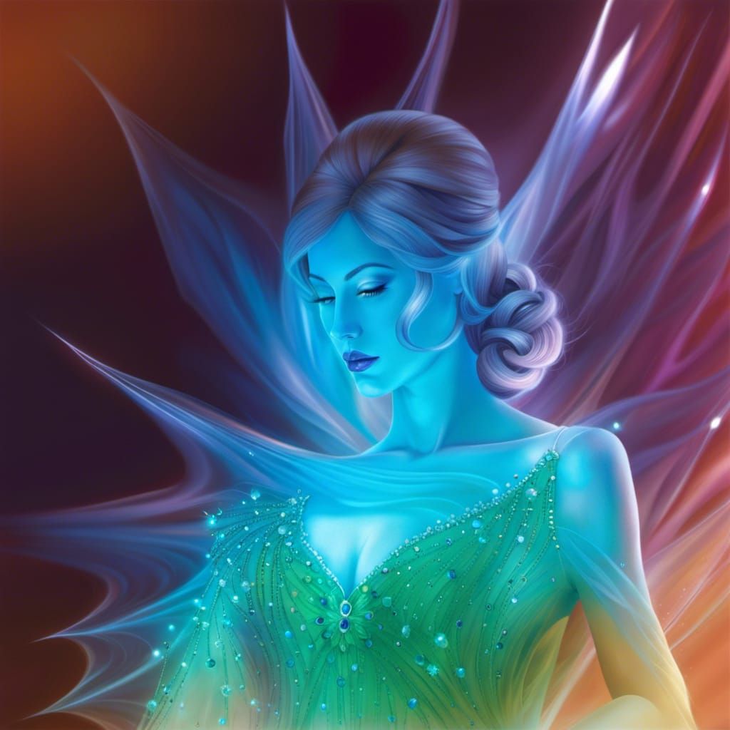 Crystalline Woman in Geometrically Surreal Portrait