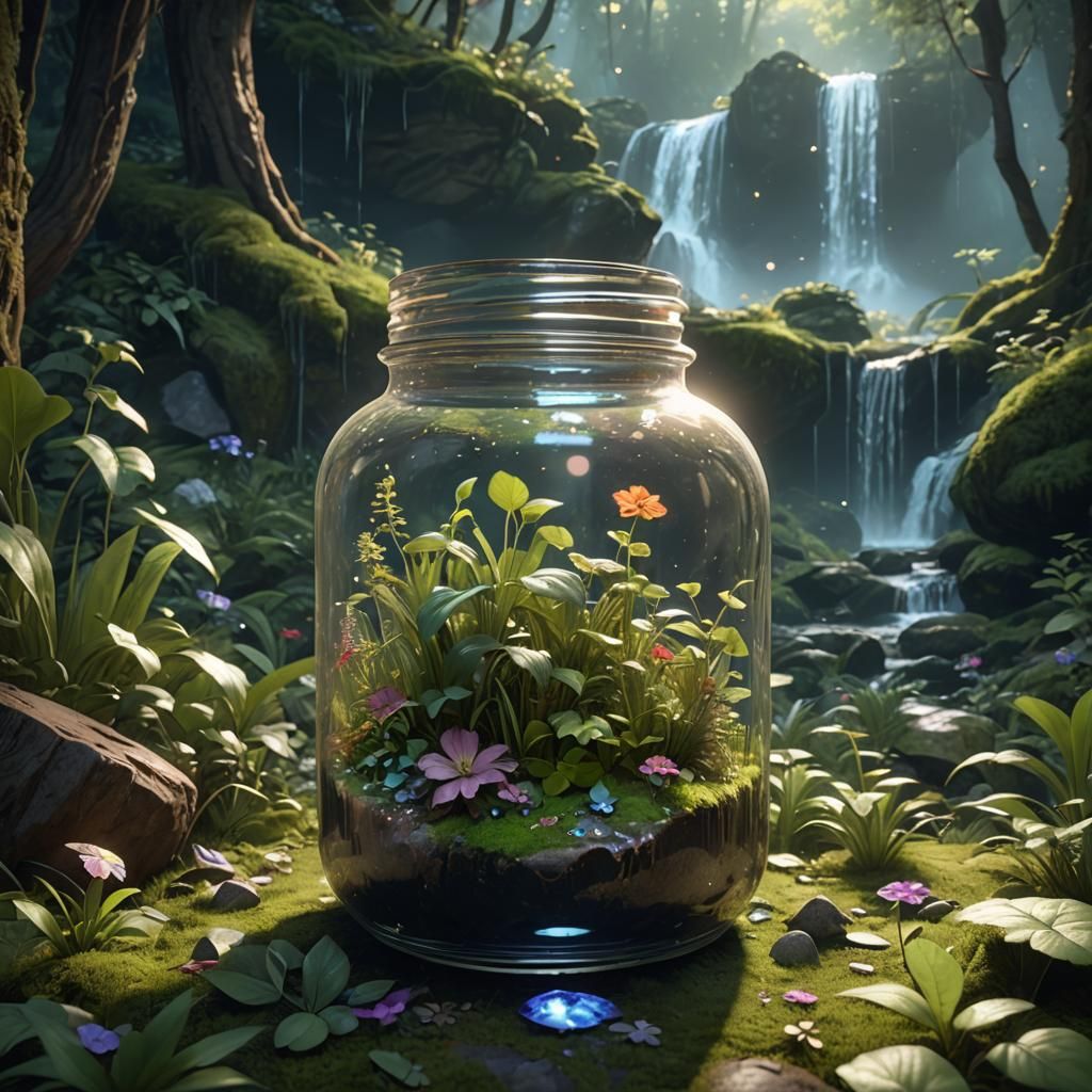 Enchanted Forest Jar: Hyperdetailed Concept Art