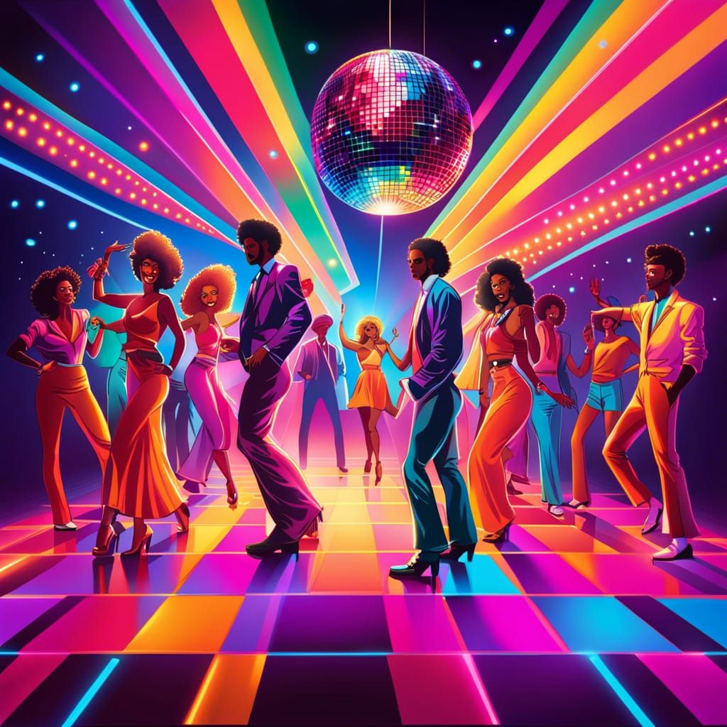 Vibrant Disco Dance Floor in 1980s Style