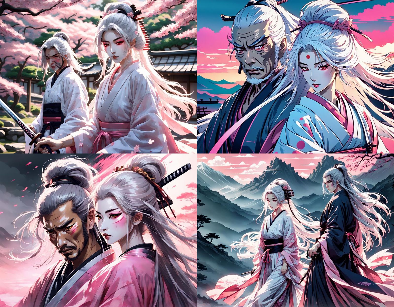 Samurai Geisha Training with Master: Anime Art