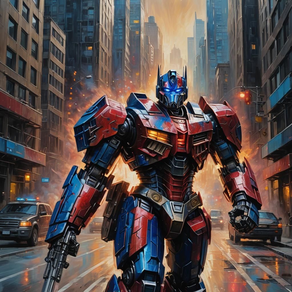 Optimus Prime in Neo-Expressionist Oil Painting Style