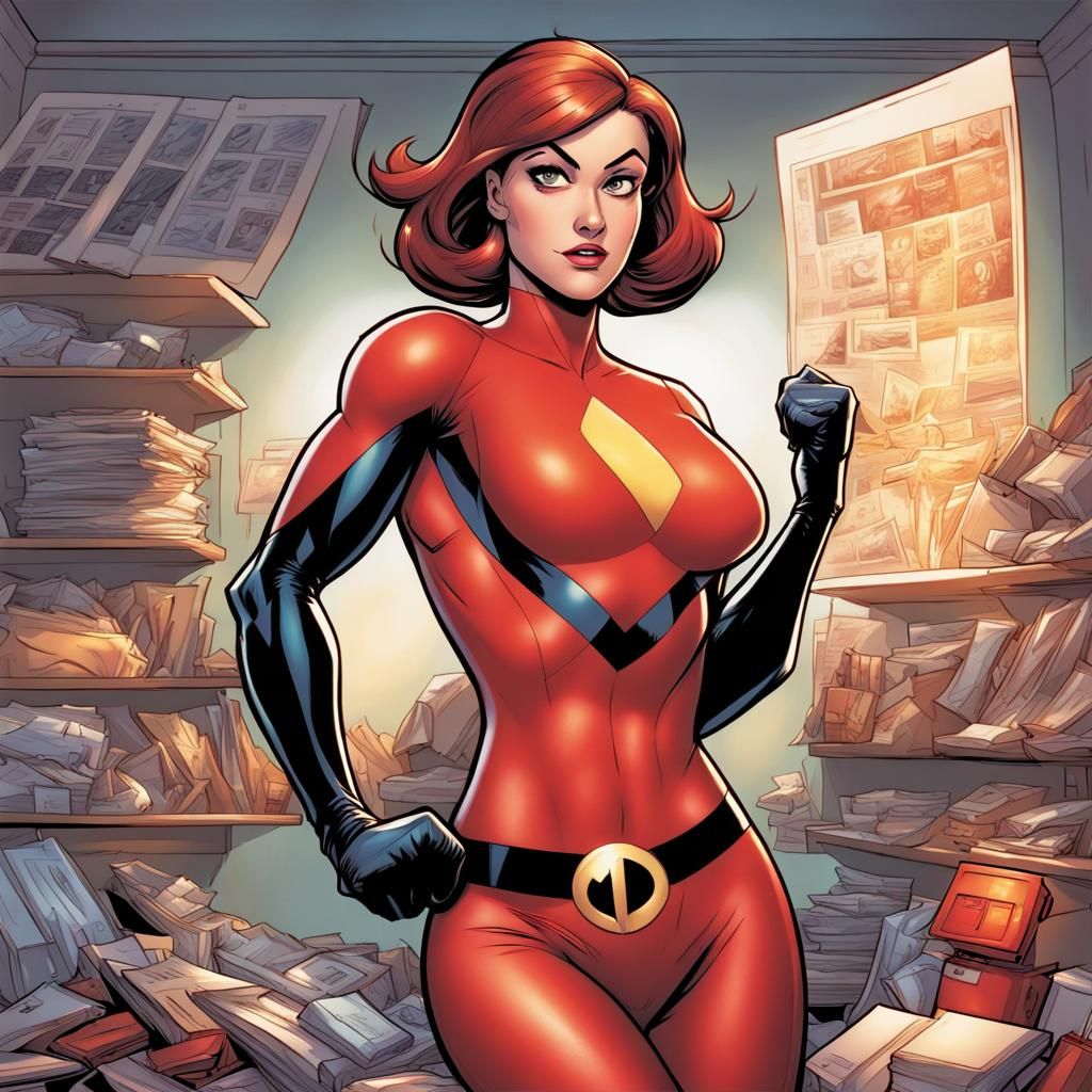 Elastigirl in Tight Clothes, Comic Book Art