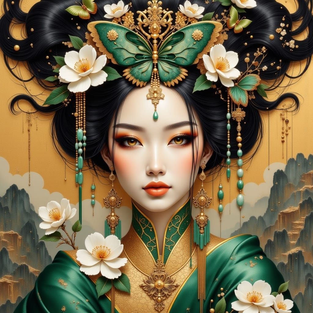 A blend of Traditional Chinese Art and Art Nouveau