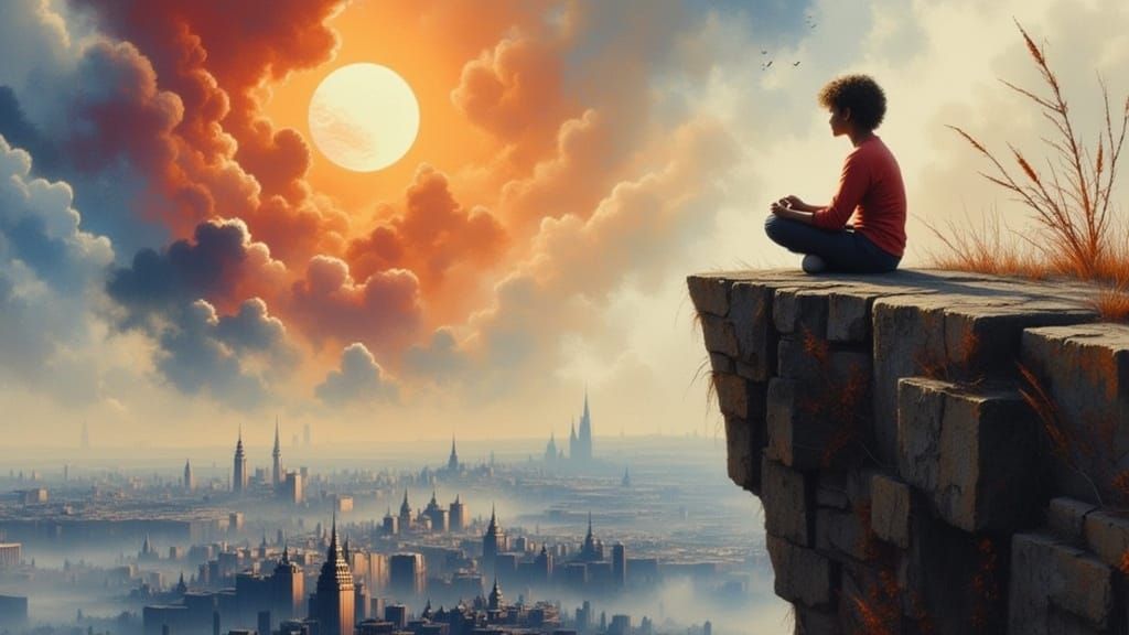 Neo-Gothic Sunset: Double Exposure Cityscape