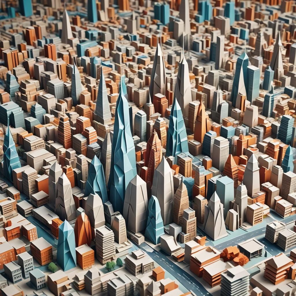 Futuristic Origami Cityscape of Beijing