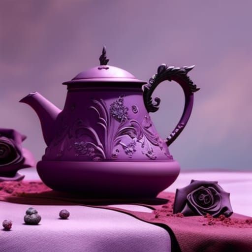 Broken Teapot Storybook Illustration in Lilac