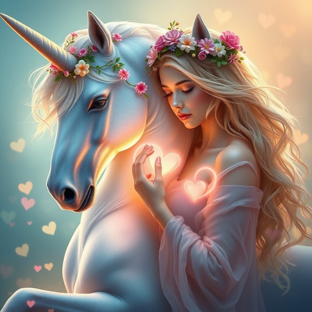 Surreal Unicorn Goddess in Ethereal Bloom