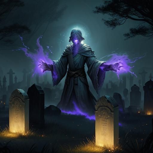 Ethereal Spirit in Haunted Cemetery Concept Art
