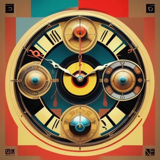 Art Deco Clock in Pop Art Style