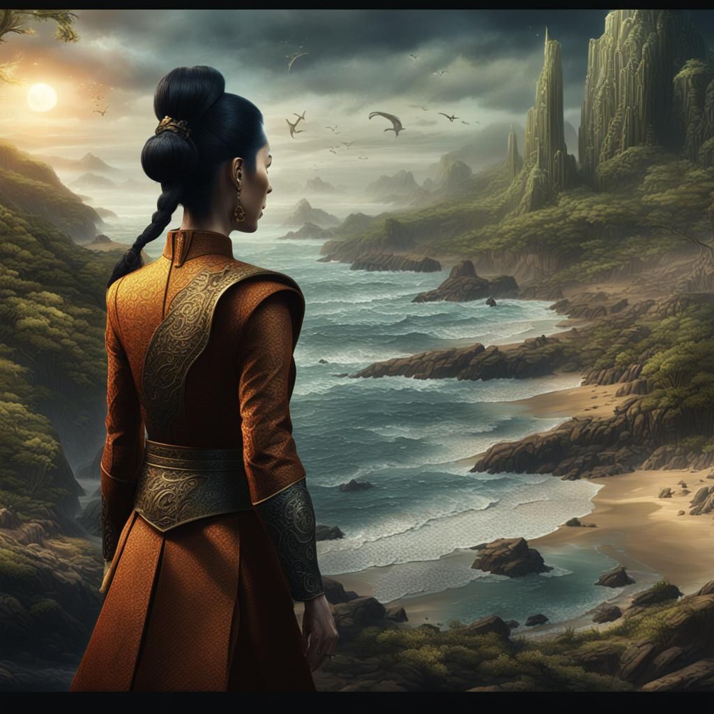 Coastal Taipan Threatens Woman: Detailed Matte Painting