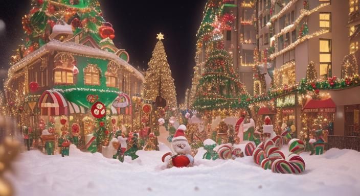 Festive Toy Santa's City in Hyperrealistic Style