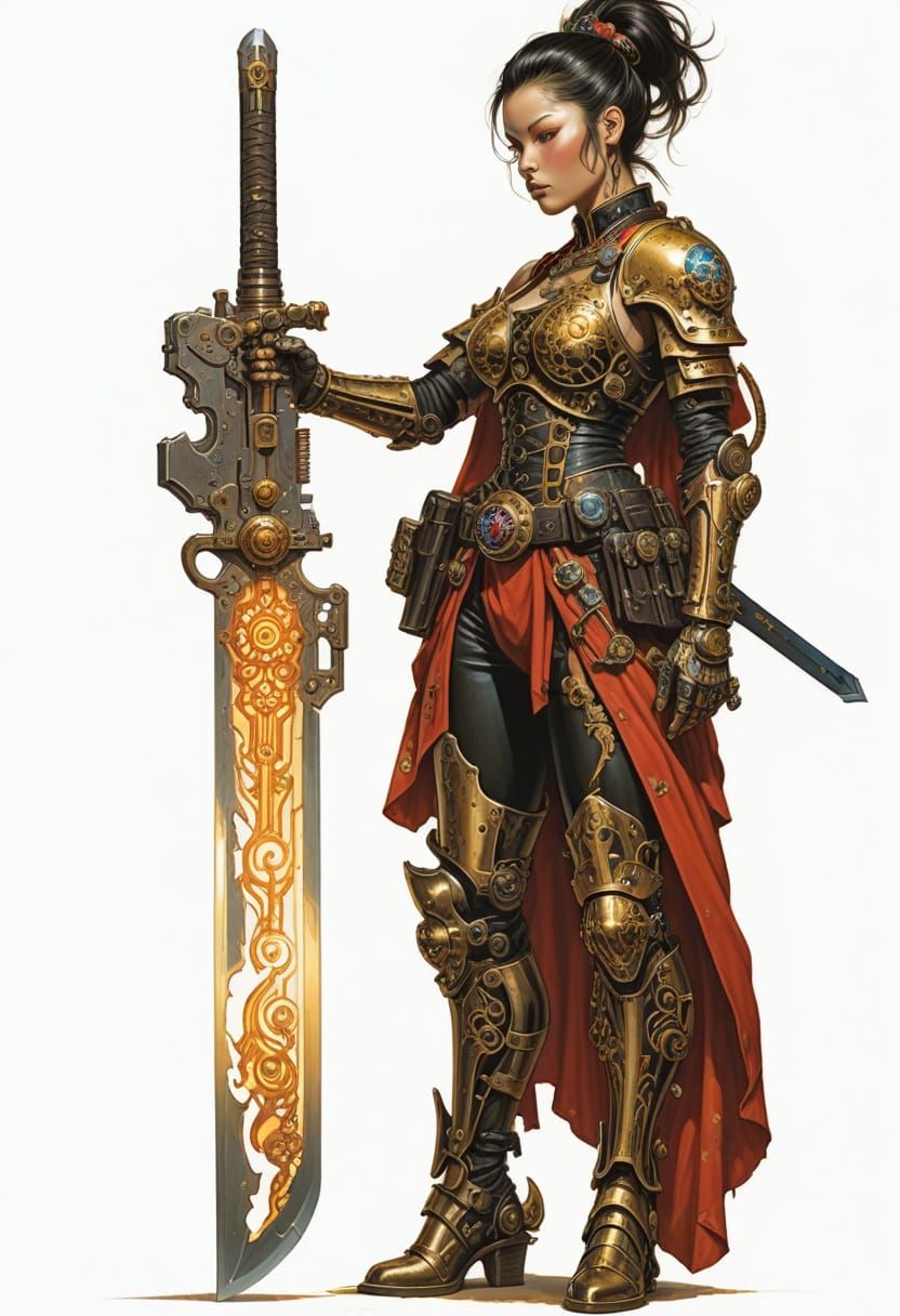 Steampunk Samurai Cyborg Space Marine Illustration