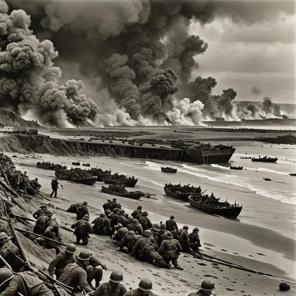 Omaha Beach D-Day Landing: Visceral War Art