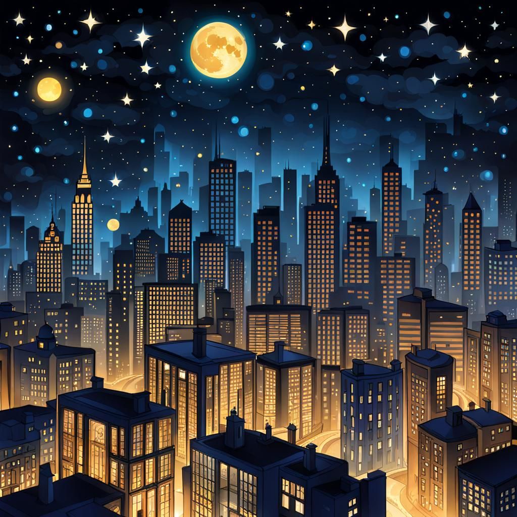 Enchanting City Skyline Under the Stars