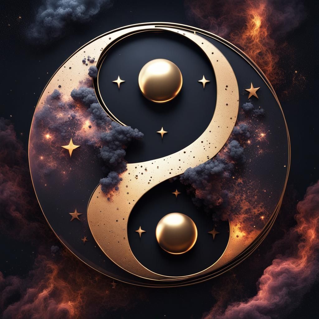 Cosmic Yin Yang Symbol in Detailed Matte Painting