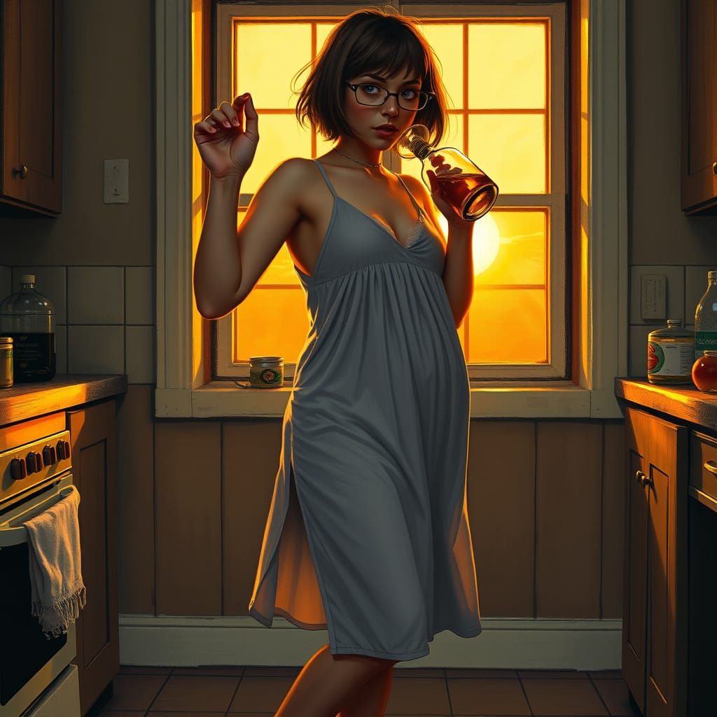 Intoxicated Woman in German Expressionist Style