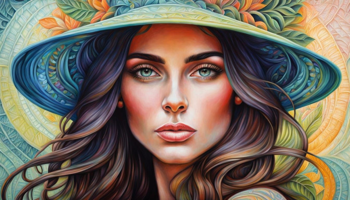 Abstract Botanical Portrait in Oil Pastel