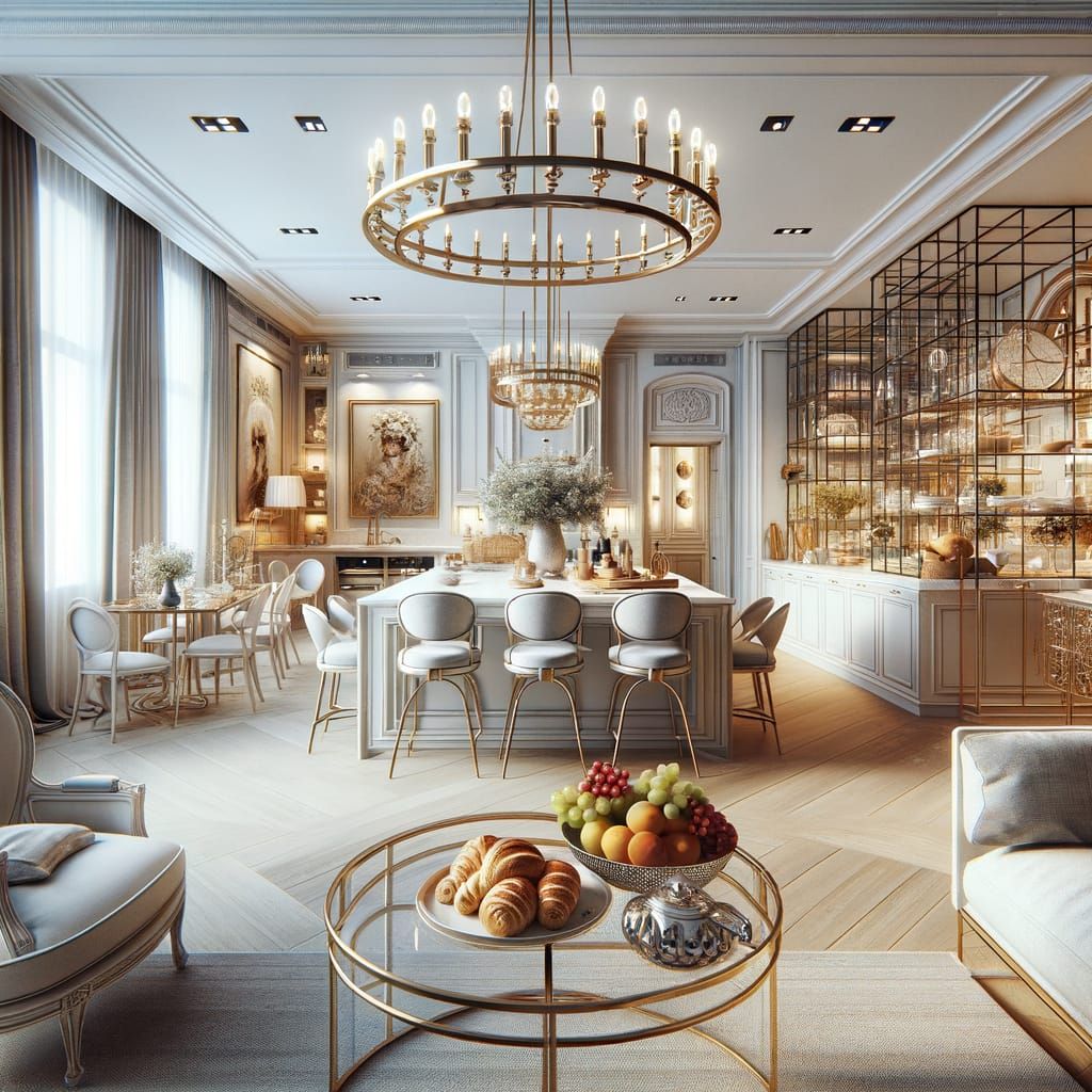 Elegant Open-Concept Living Space in Luxury Style