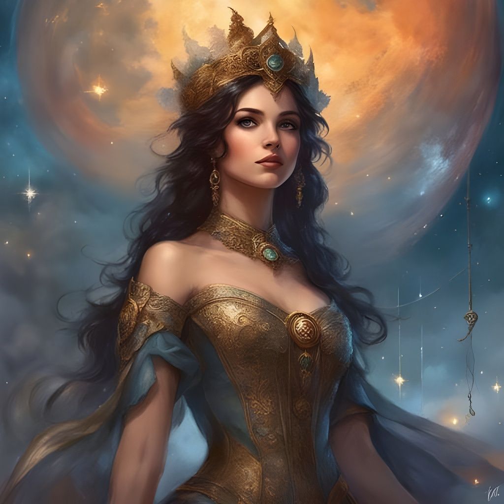 Beautiful Circus Girl on the Moon: Splash Art Portrait