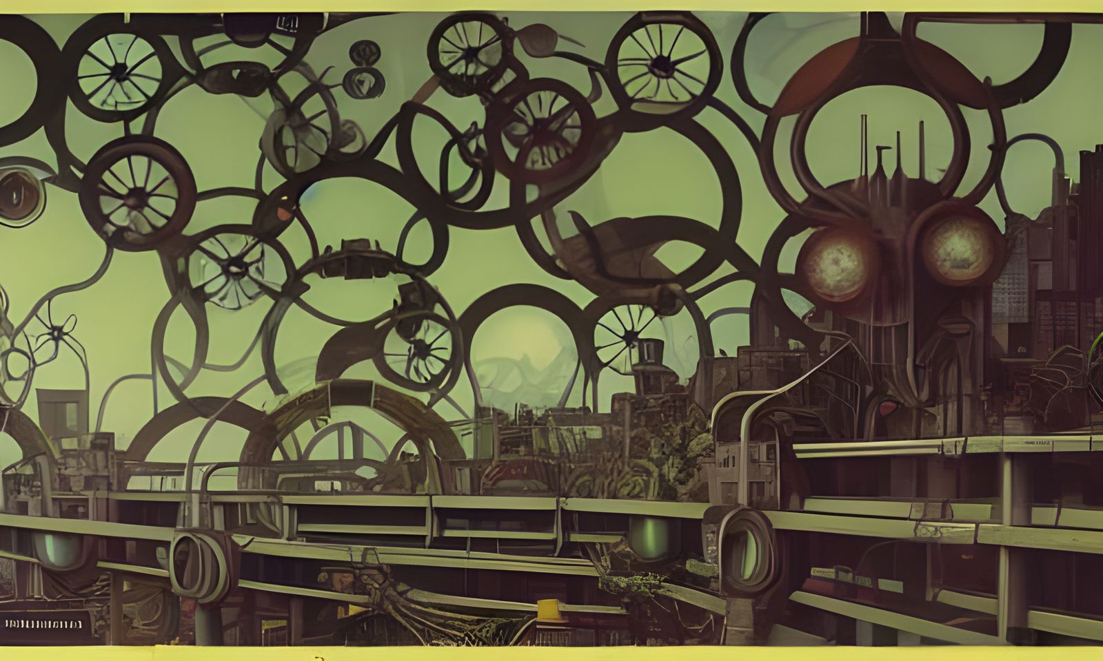 Ecological Dieselpunk Cityscape with Butterfly Drones