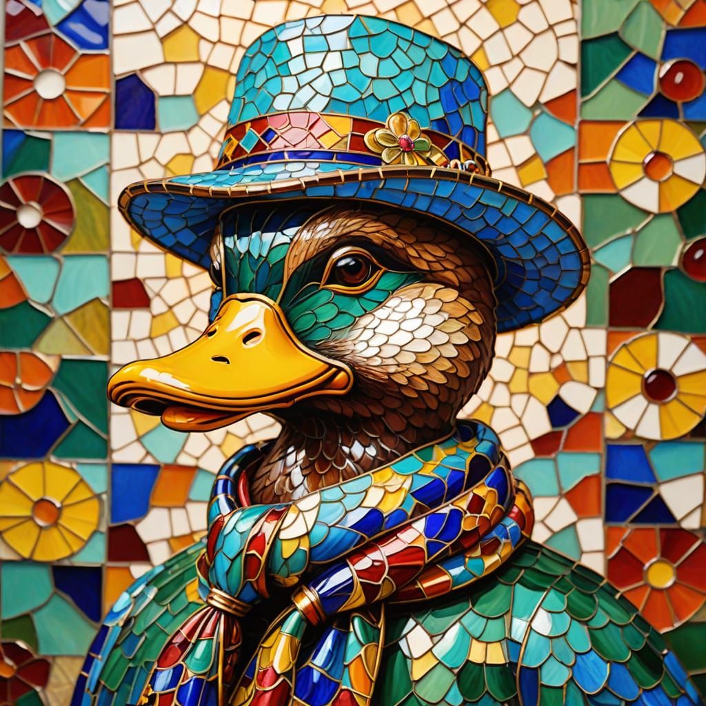 Dancing Duck Portrait in Cloisonnism Style