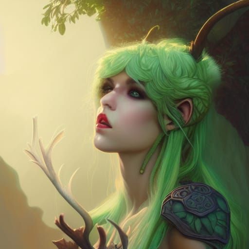 Faun Druid Portrait in Detailed Digital Art Style