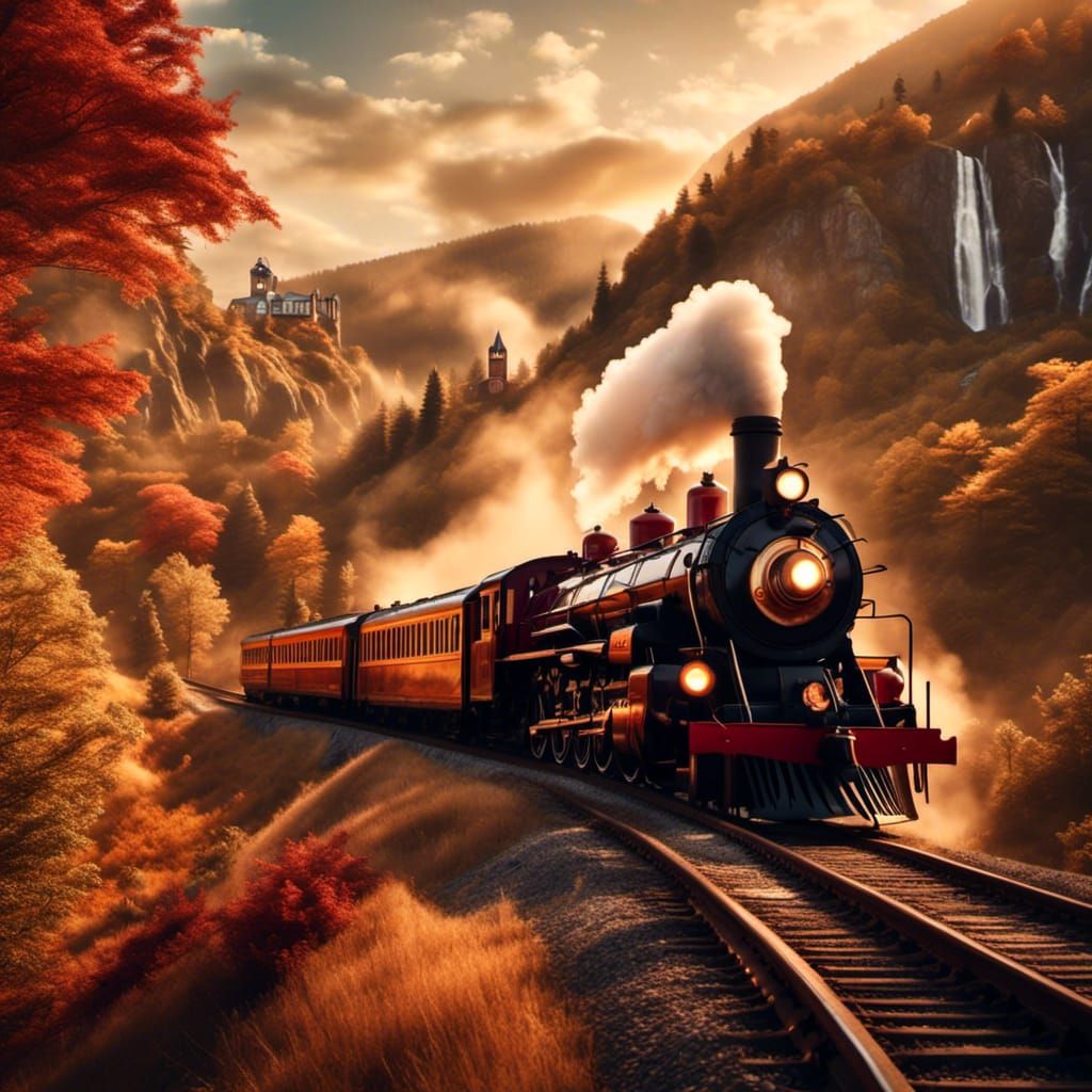 Hogwarts Express Arrival in Hyperrealistic Digital Art