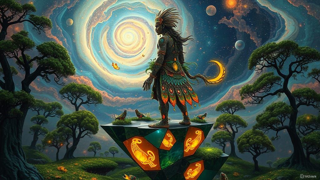 Mystical Shaman of Interconnected Ecosystems in Surreal Styl...