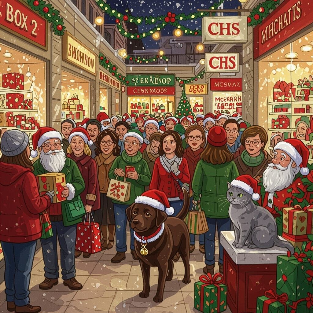 Christmas Shopping Mall Chaos in Where's Waldo Style