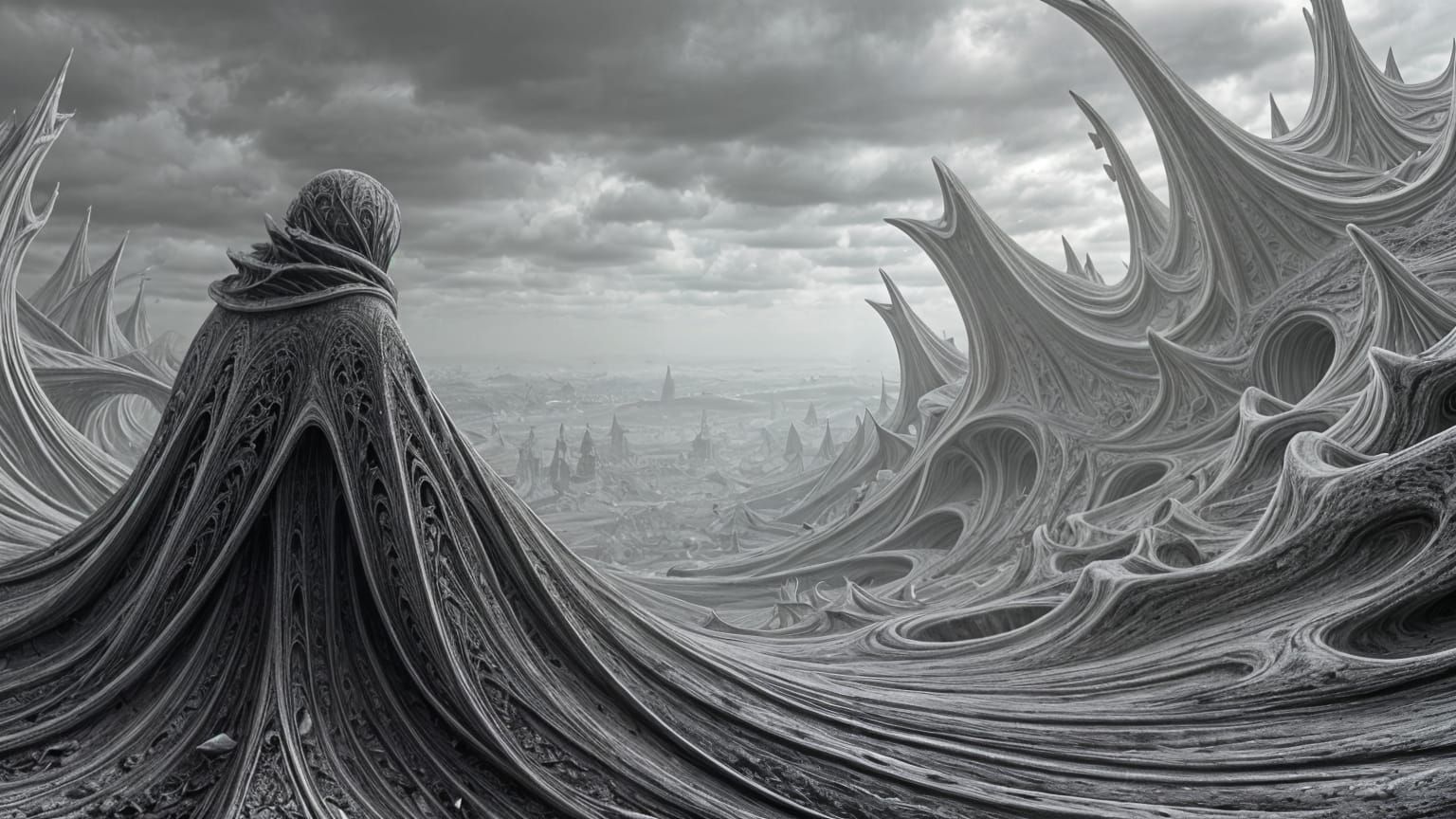 Surreal Landscape with Fractal Patterns and Escher-Inspired ...