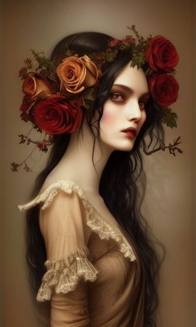 Gothic Romantic Portrait of Androgynous Goddess