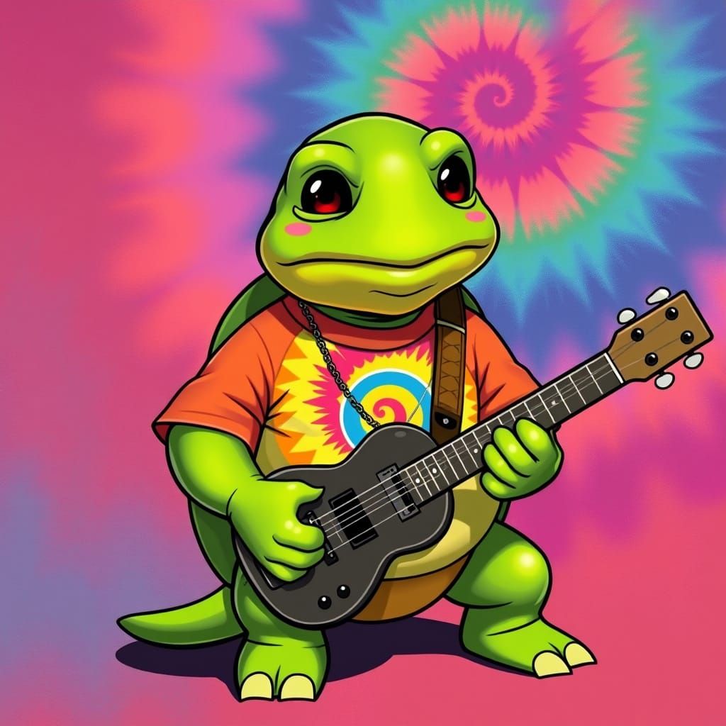 Cartoon Hippie Turtle Sings Grateful Dead