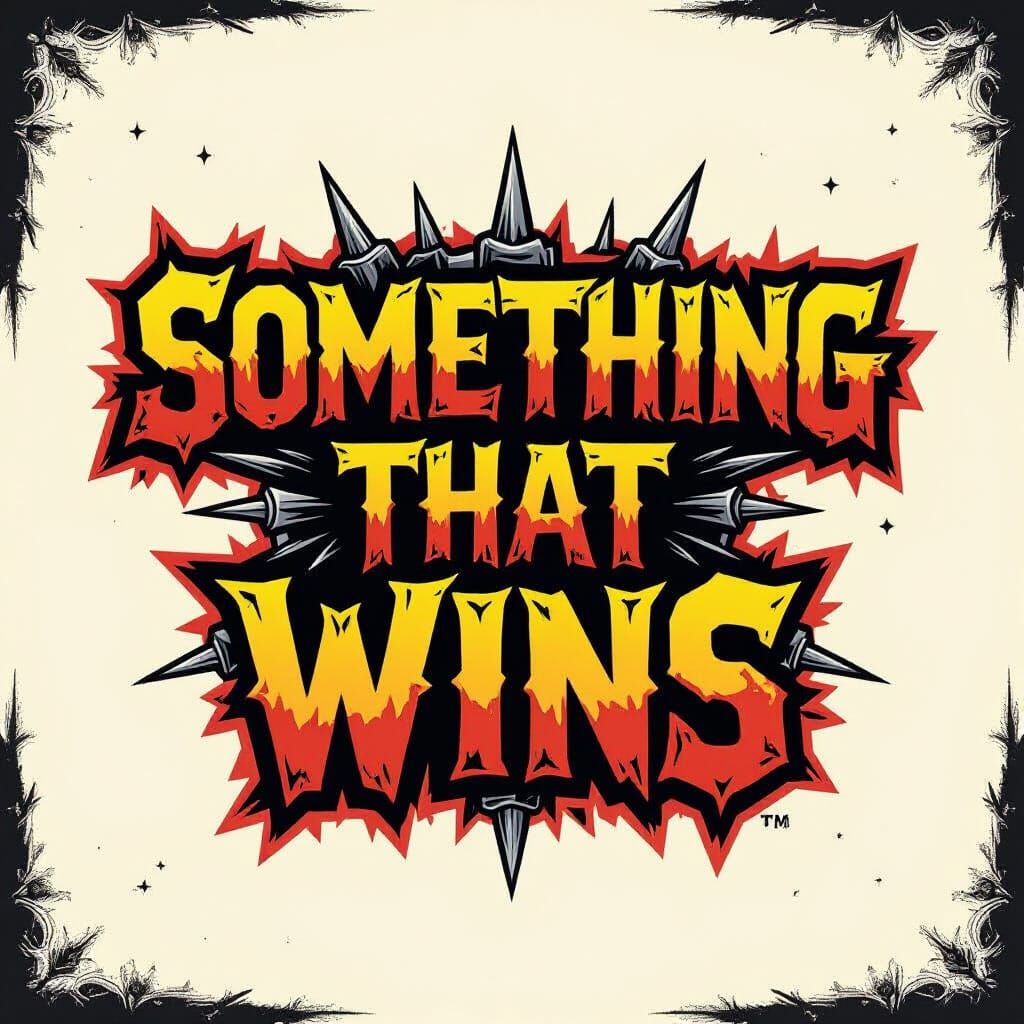 Spiky Thorny Metal Font Says 'Wins'