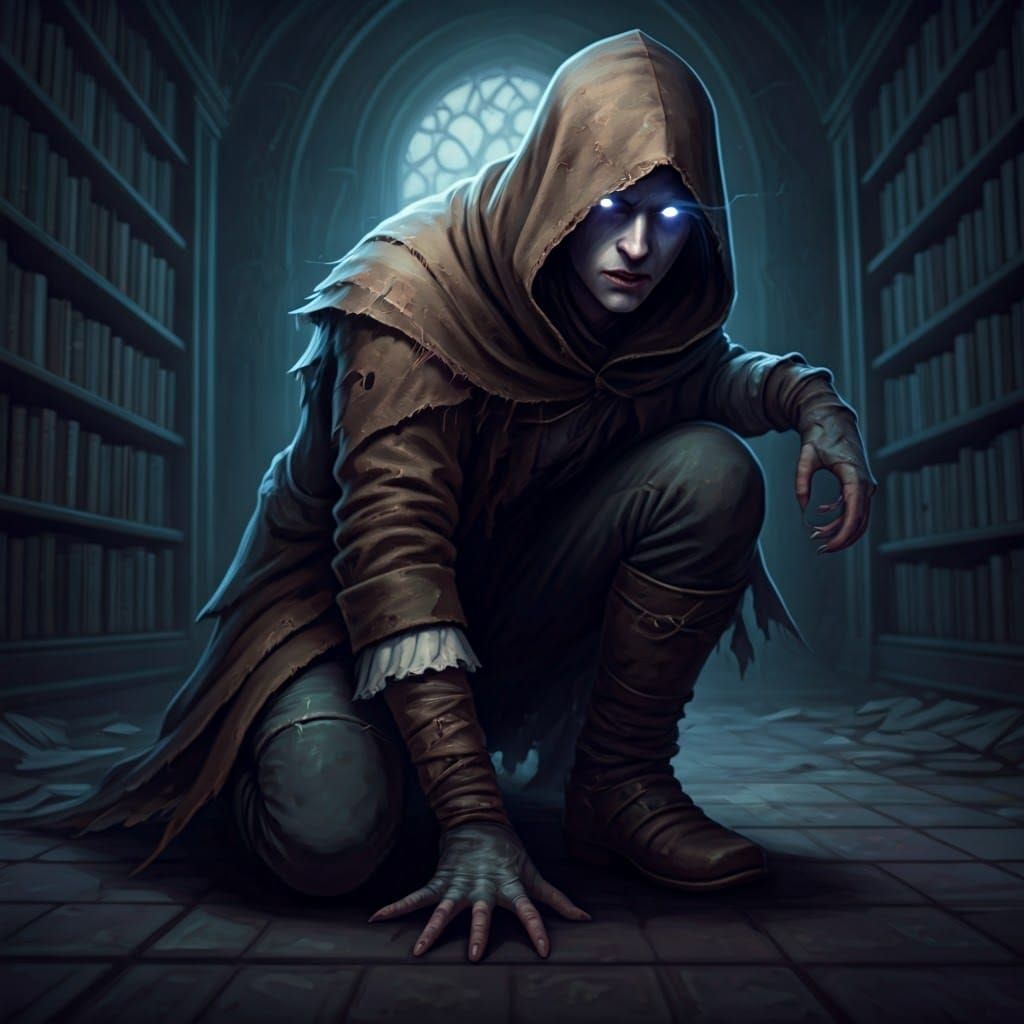 Feral Vampire in Tattered Cloak, Polaroid Style