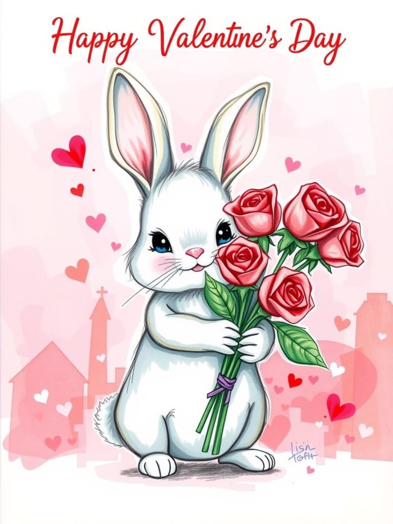 Roses for Valentine's Day in Whimsical Cartoon Style