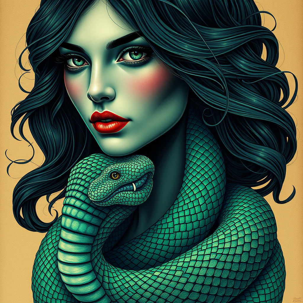 Serpentine Goddess in Emerald Splendor