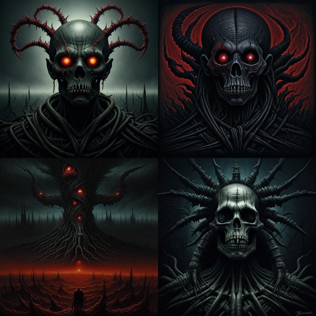 Surreal Undead Demons in Dark Art Style