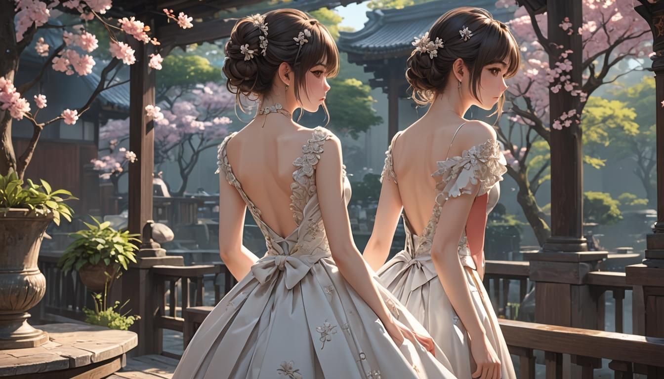 Anime Style Girl in Backless Dress