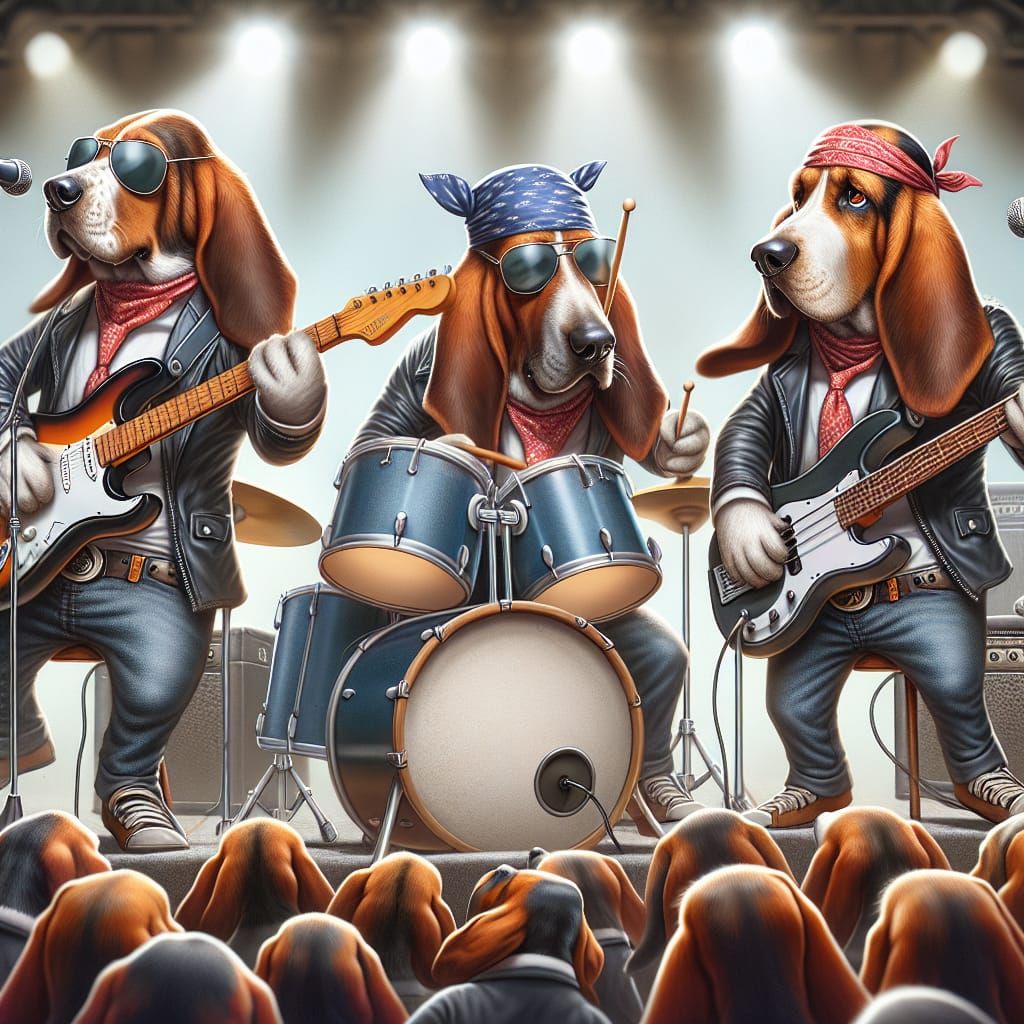 Basset Hounds Rock Band Performance