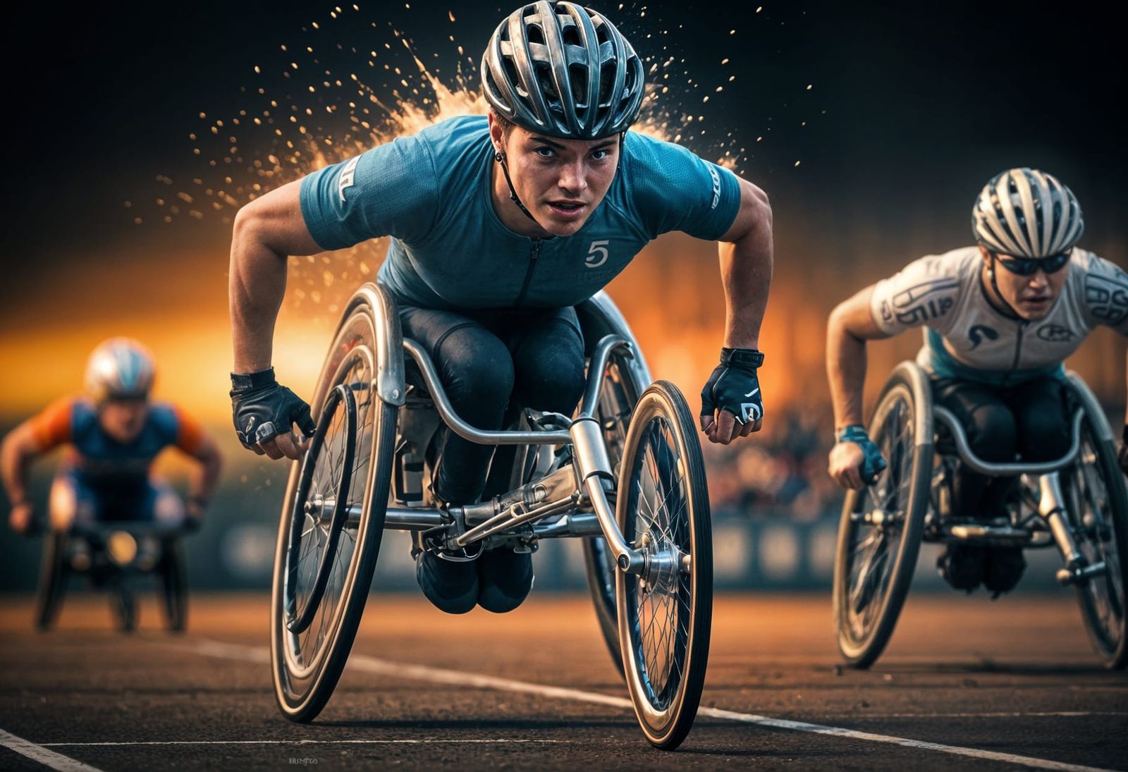 Victorious Para-Athlete in Wheelchair: Hyperreal Portrait