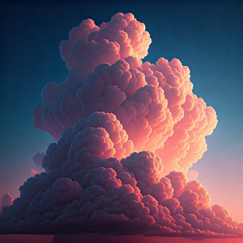 Ethereal Pink Cloudscape in Vibrant Fantasy Style