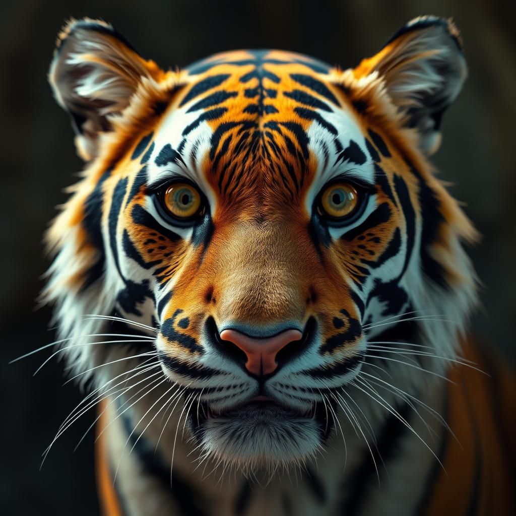 Detailed Tiger Portrait in Art Nouveau Style