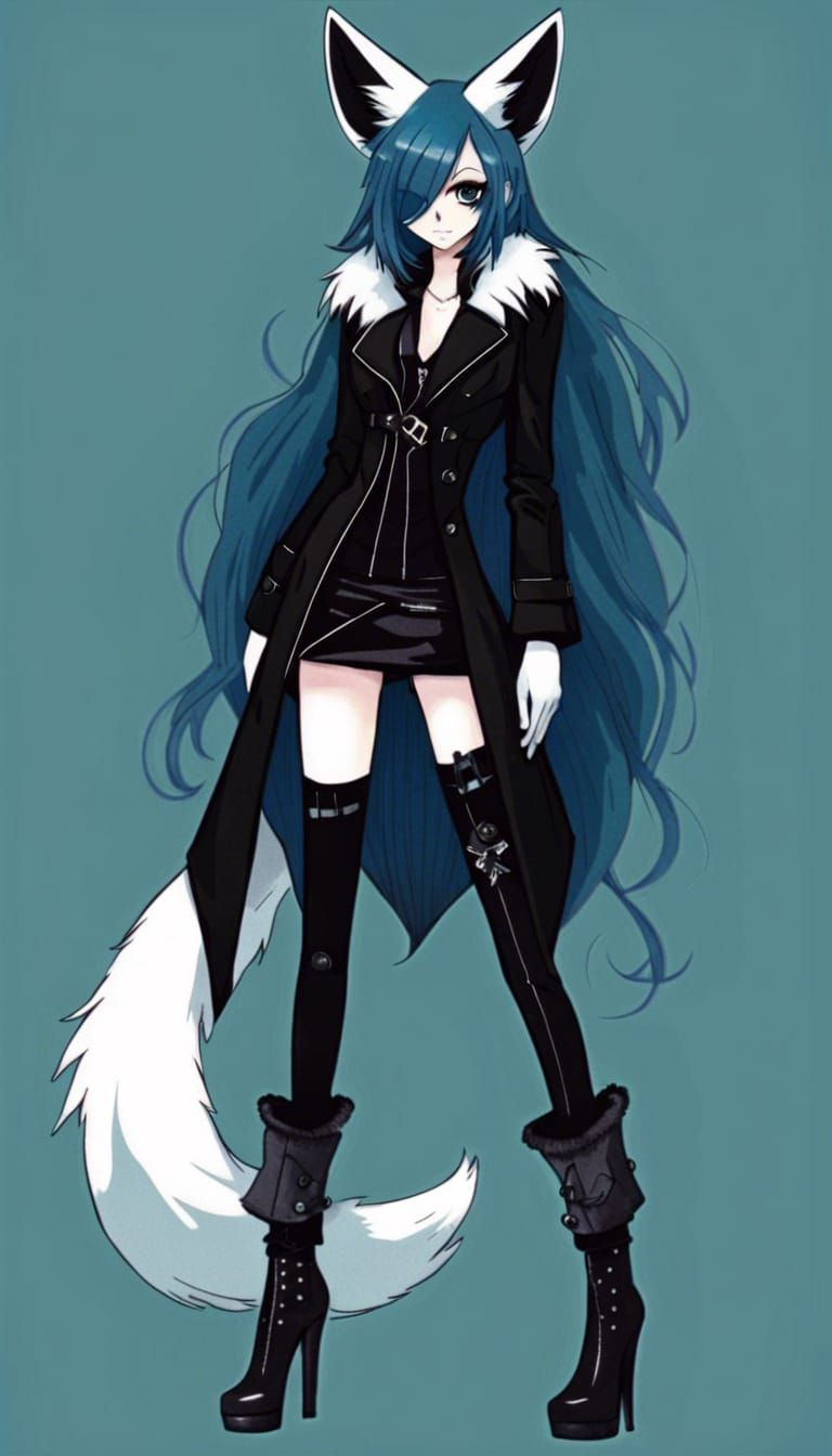 Anime Fox-Girl in Gothic Trench Coat