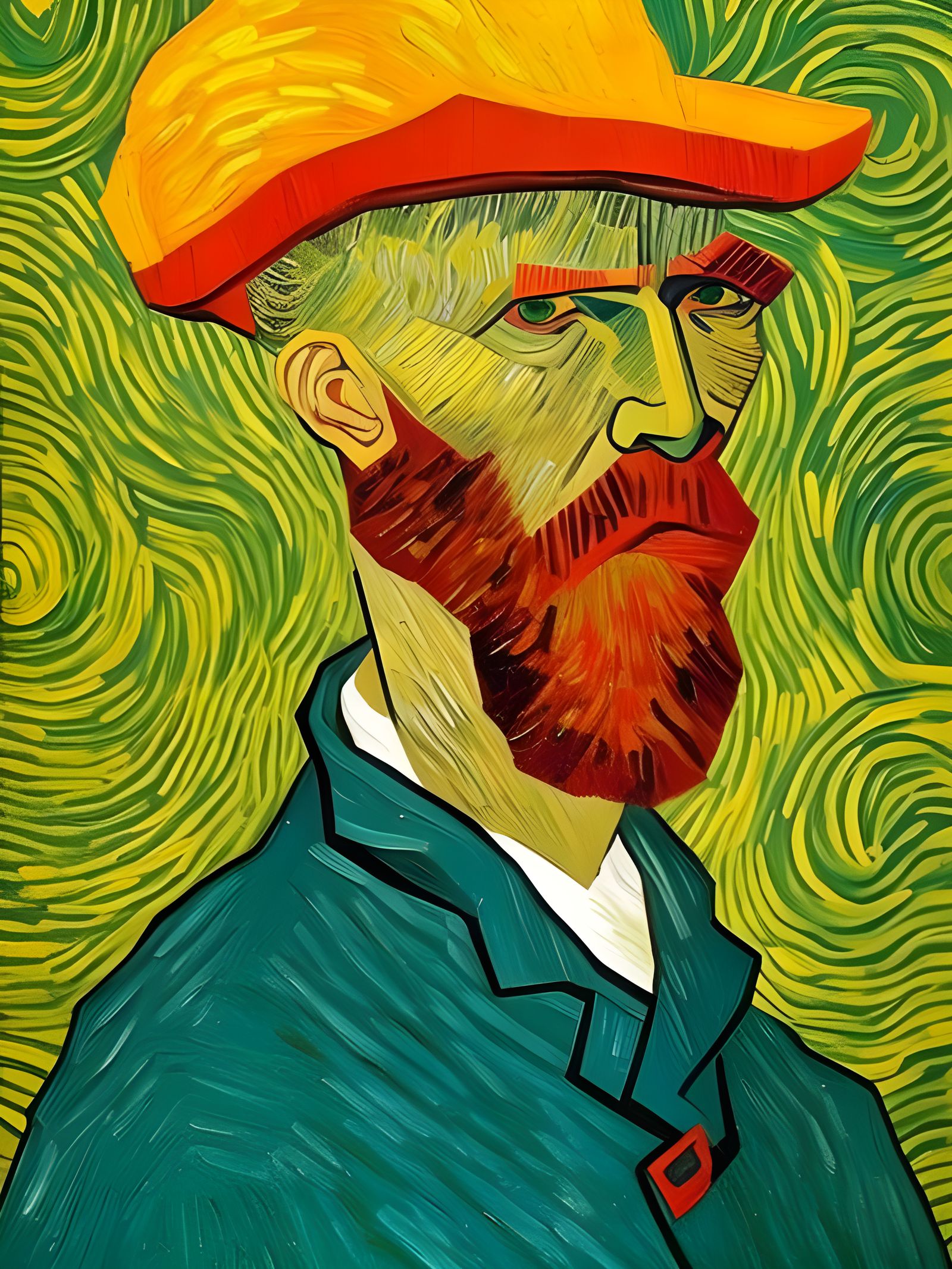 Construction Worker in Van Gogh Style