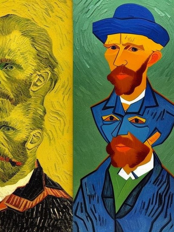 Van Gogh as Construction Worker in Post-Impressionist Style